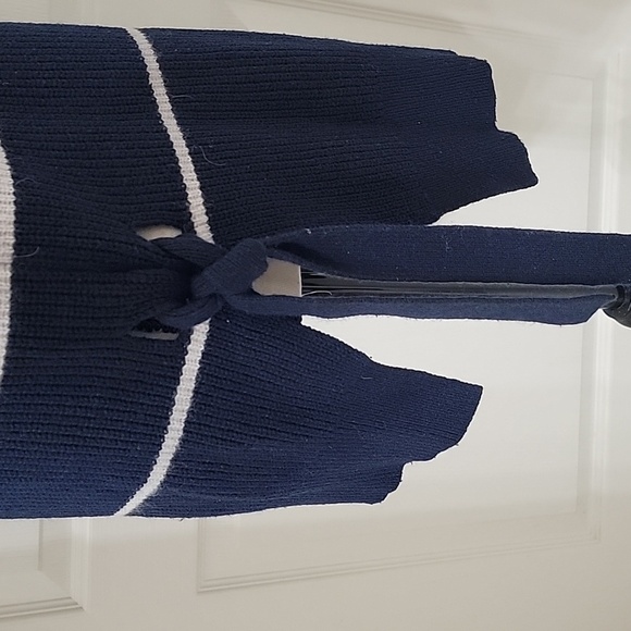 Rebecca Taylor Size Unknown Blue White Striped Turtleneck Sweater w/ Side Ties - Picture 5 of 14